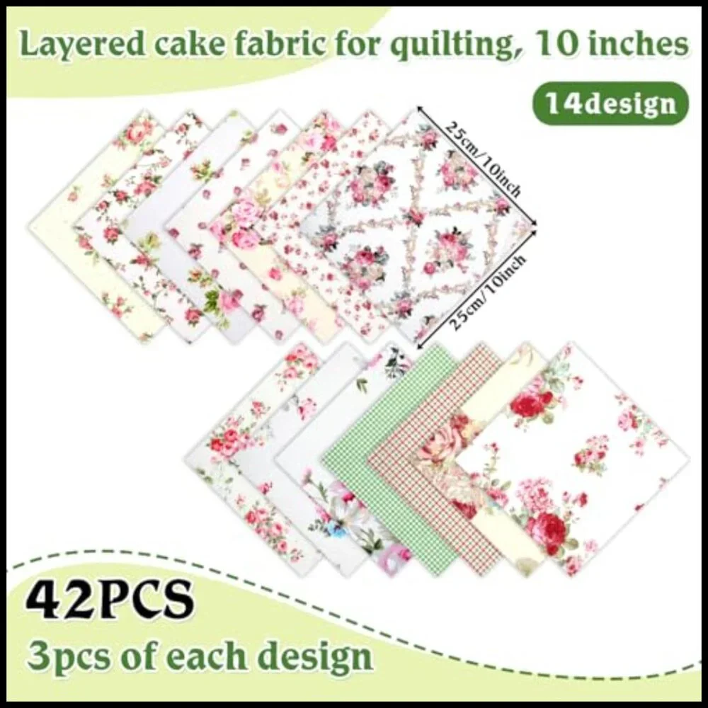 Precut Quilting Fabric Squares Retro Sewing DIY Craft Patchwork Layer Cakes